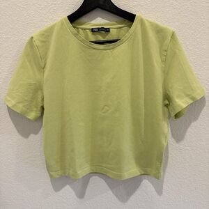 Zara Women's Basic Crop-top Crewneck Short Sleeves Shirt, XL